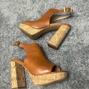 Charles David Brown Platform Sandals